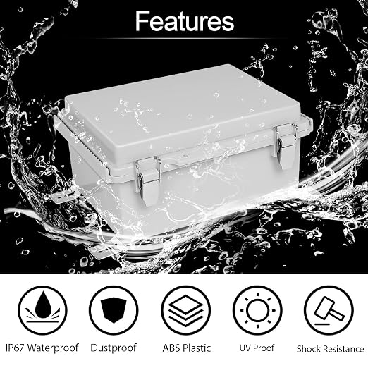 LeMotech Electrical Box, IP67 Waterproof Hinged Cover Stainless Steel Latch - Image 3