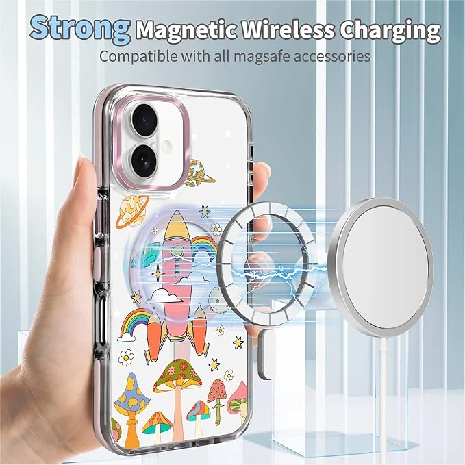 Case for iPhone 16, Spaceship Mushroom Phone Case Design，for Women Girls - Image 4