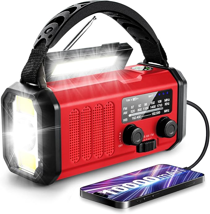 Leaton Weather Radio, Emergency Crank Radio AM/FM/NOAA Solar/Hand Crank/USB by Leaton