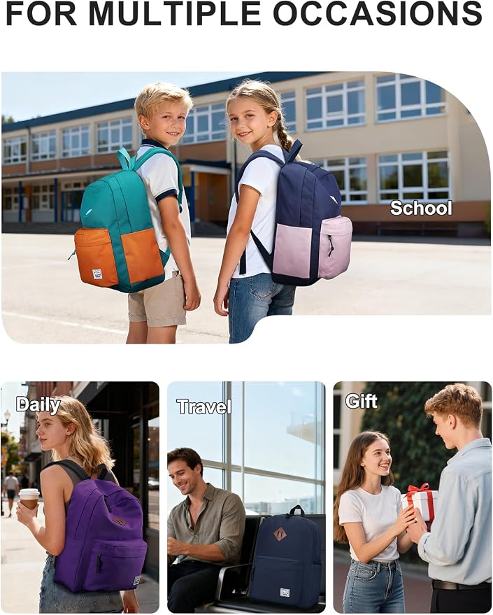 VASCHY Lightweight Backpack for School, Classic Basic Water Resistant Casual - Image 7