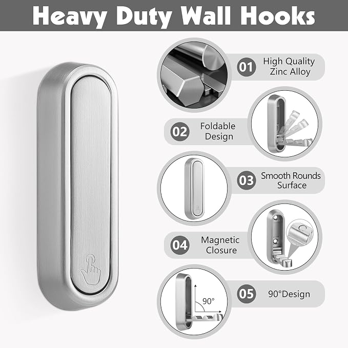 Dntorx Folding Coat Hooks - Image 4