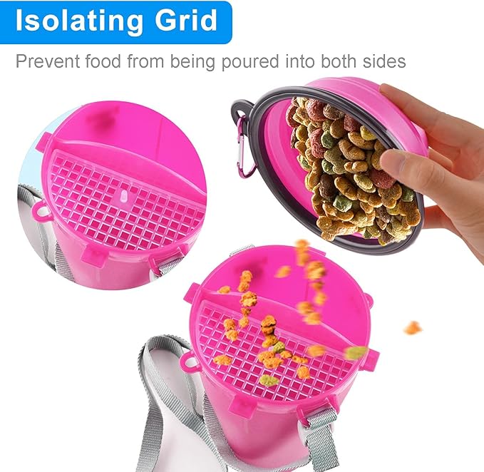Guardians Dog Travel Water Bottle Collapsible Bowls, 2 in 1 Pet Food Container - Image 4