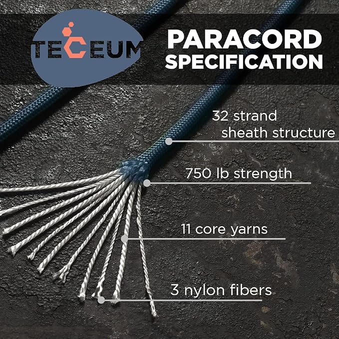TECEUM 5/32" Paracord Rope 1000 – 1000ft / 200ft / 100ft / 50ft – Tactical - Image 2