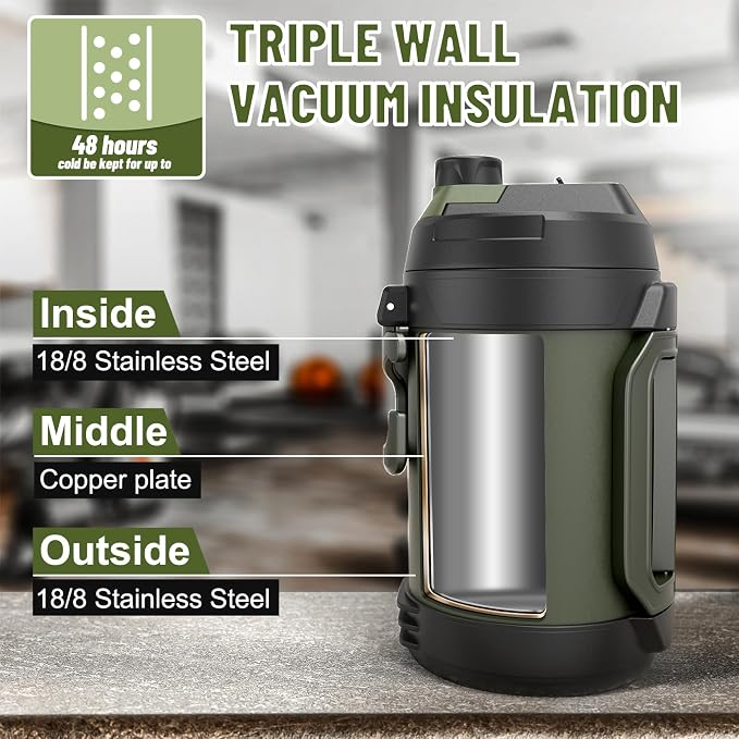 Hydraful Gallon Jug, 128oz Large Insulated Stainless Steel Sports Water Jug - Image 7