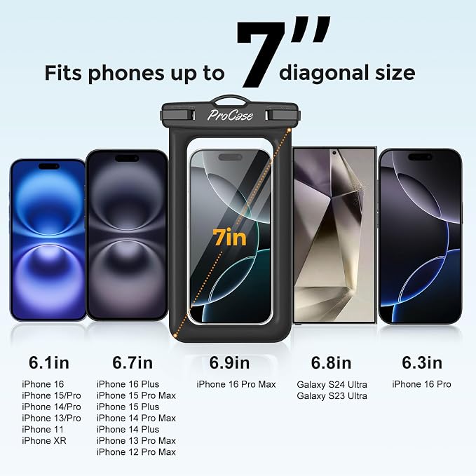 ProCase 2 Pack Floating Waterproof Phone Pouch IPX8, Universal Dry Bag Fits - Image 5