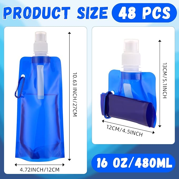Teenyyou 48 Pack Collapsible Water Bottles Bulk 16oz Foldable Water Bottles - Image 2