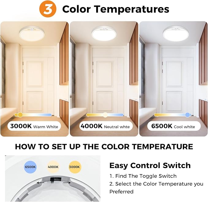 slochi 4Pack Motion Sensor Light Indoor Wired, 8.7 Inch 3000K/4000K/6500K - Image 3
