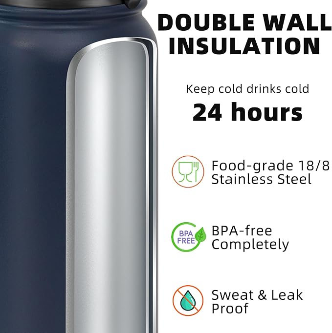 Fanhaw 24 oz Insulated Stainless Steel Water Bottle - Image 3