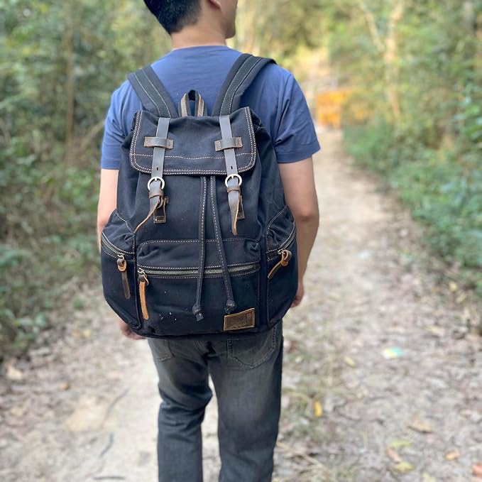 AUGUR High Capacity Canvas Vintage Backpack - Image 6