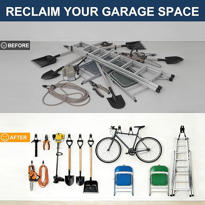 Garage Hooks Heavy Duty, 6 Pack Large Round Steel Garage Storage Hooks - Image 4