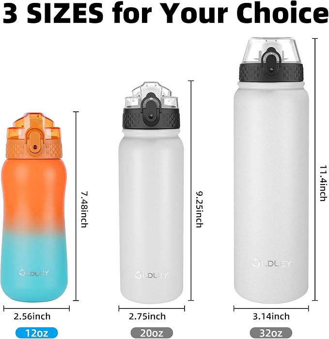 OLDLEY Insulated Kids Water Bottle 12oz, Stainless Steel, Double Wall, - Image 7