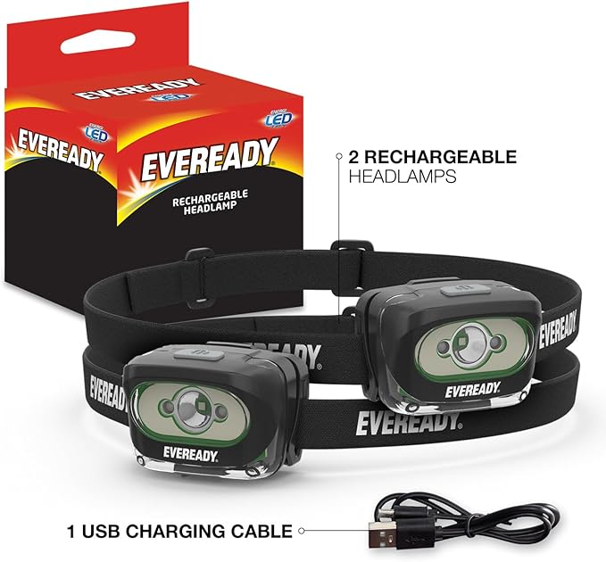Rechargeable LED Headlamps by Eveready, IPX4 Water Resistant Head Lights - Image 7