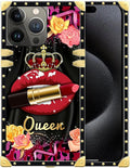 Compatible with iPhone 16 Pro Case, Queen Lip Crown Leopard Print Luxury Golden by Unknown