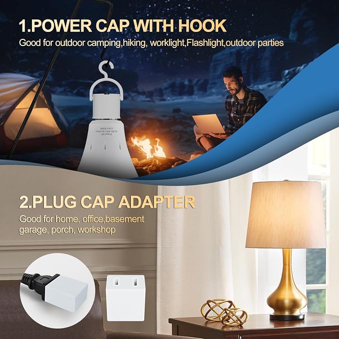 3Pack Rechargeable Emergency Light Bulb, A19 9W Warm White 3000K Self-Charging - Image 8