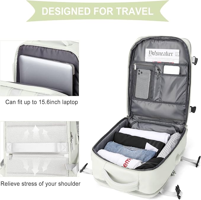 WONHOX Large Travel Backpack Carry on Flight Approved Laptop Work Business - Image 6
