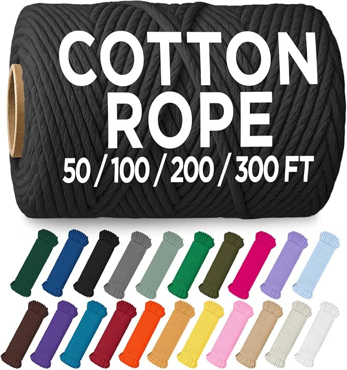 TECEUM Cotton Rope 3/16” – 300 FT – Strong All-Purpose Braided Rope – Natural by TECEUM