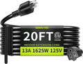 16/3 Black 20 FT Extension Cord, Indoor Extension Cord by Seeklyze