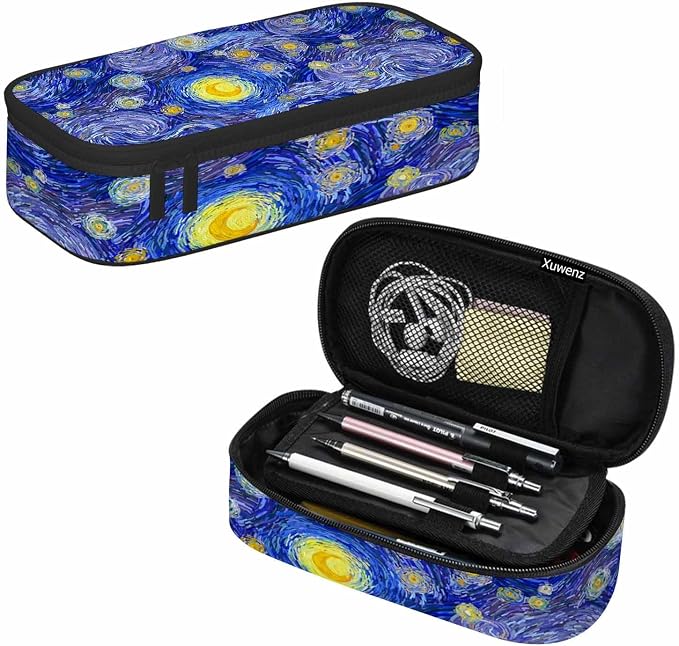 Blue Sky Pencil Bag Glowing Moon Starry Sky Abstract Painting Big Capacity - Image 7