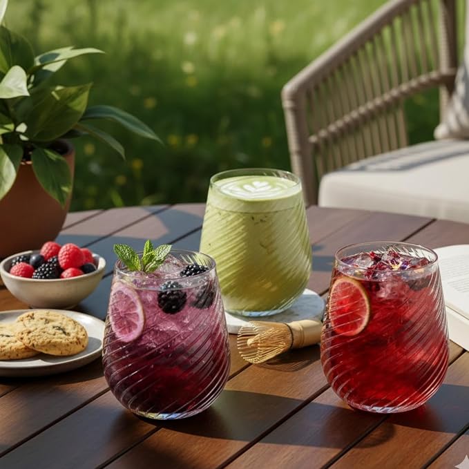 40 count 12 Ounce Cups Origami Ribbed Unbreakable Stemless Plastic Wine - Image 2