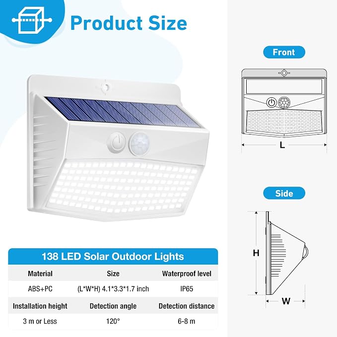 Peasur 1 Pack Solar Motion Lights Outdoor, Solar Security Light - Image 6