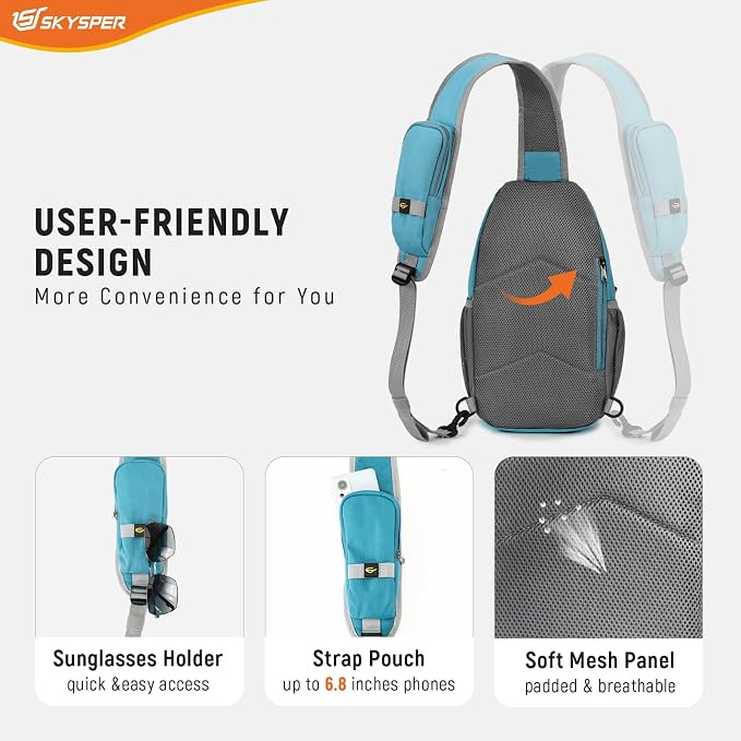 SKYSPER Sling Bag RFID Cross Body Bag Recycled Crossbody Backpack Travel Daypack - Image 4
