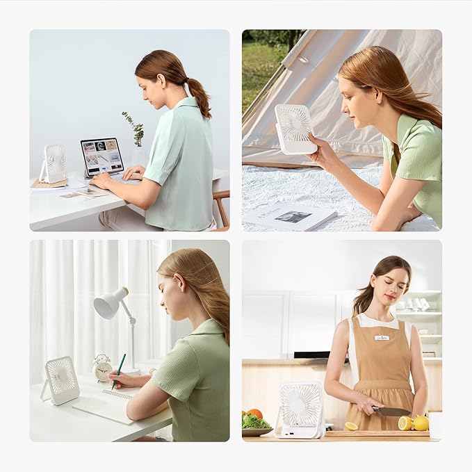 JISULIFE Small Desk Fan Battery Operated, 180° Foldable Portable Fan, 4 Speeds - Image 7