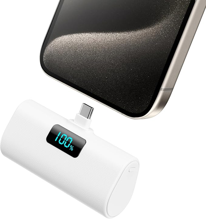 Small Portable Charger 5200mAh, Upgraded PD USB C Power Bank Built-in USB-C by HETP