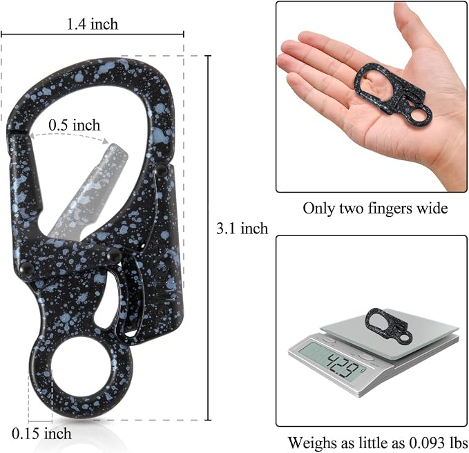 Ahiller Carabiner Clip, Double Anti-Misopening Locking Design, Key Ring Clip - Image 2