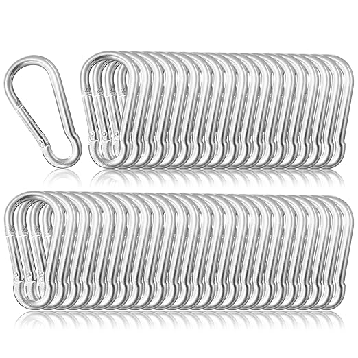 50 Pack 2" Heavy Duty Carabiner Clips, M5 Sliver Galvanized Steel Spring Snap by SEUNGCH