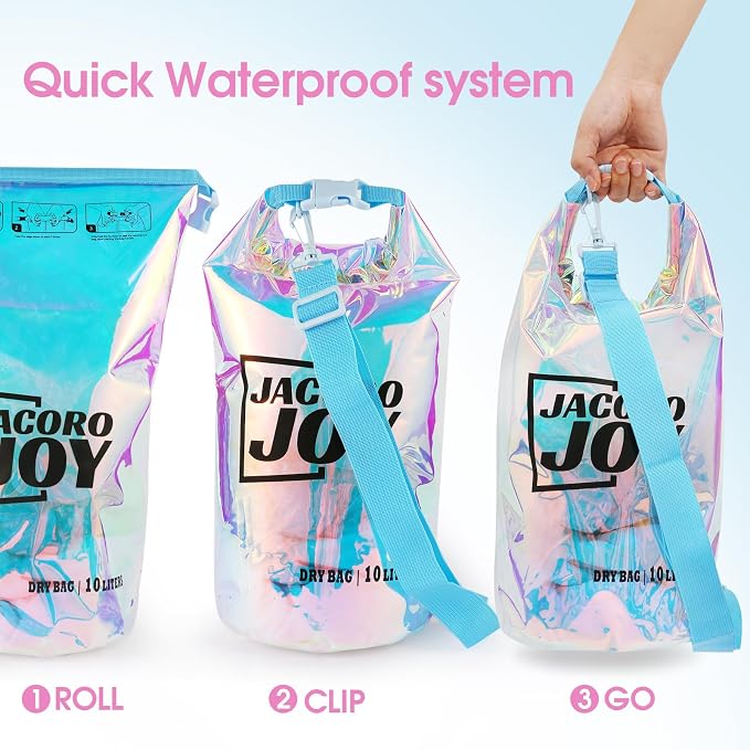 10L Dry Bag Iridescent TPU Waterproof Beach Bag - Image 6