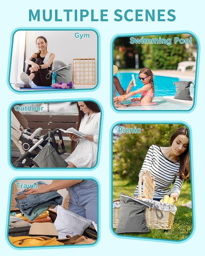babygoal Wet Dry Bags 3 Pack, Waterproof Reusable Travel Bags - Image 4
