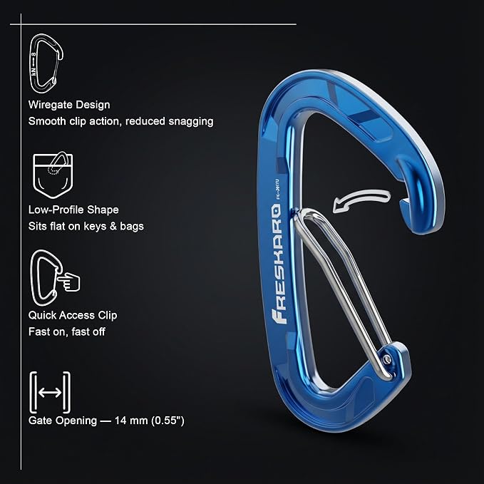 FresKaro 5pcs Nano Carabiner Clips, 8kN 1798lbs, Small Sturdy, Reliable - Image 3