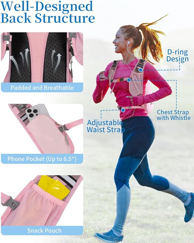 Hydration Backpack with 2L Water Bladder, Hiking Water Backpack - Image 6