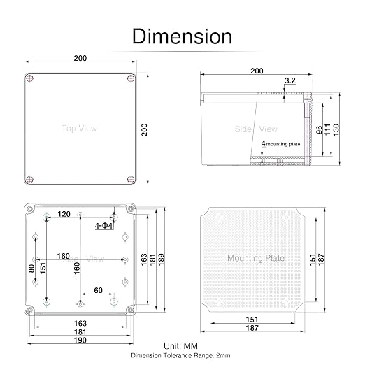 QILIPSU Junction Box with Mounting Plate 200x200x130mm, ABS Plastic DIY - Image 6