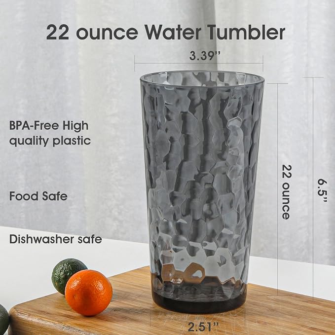 BPA-Free Plastic Tumblers 8 Pack | Reusable Dishwasher Safe | Stackable - Image 2