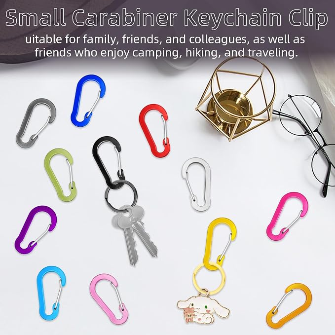 12pcs Aluminum Small Carabiner Clip, 2 Inch Carabiner Keychain Clasp Spring D - Image 6