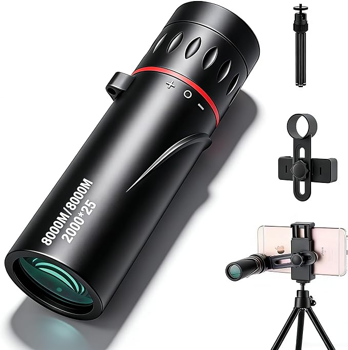 Mini Monocular Telescope with Phone Adapter, 25X Magnification Portable Single by CLNXMT