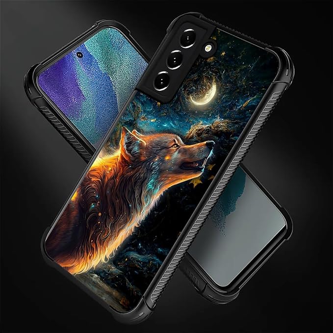 for Samsung Galaxy S22 Case, Star Cave Hungry Wolf Pattern Graphic Design Girl - Image 3