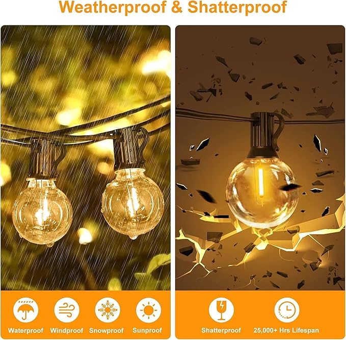 Outdoor String Light 50FT Patio Black - Image 5