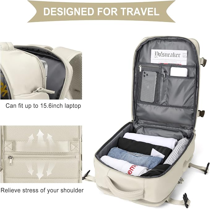 WONHOX Large Travel Backpack Carry on Flight Approved Laptop Work Business - Image 8