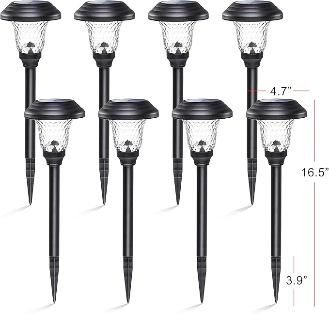 GIGALUMI 8 Pack Solar Pathway Lights, Solar Garden Lights Outdoor Warm White - Image 2
