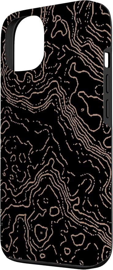 Topography Black & Brown Abstract Pattern Topographic Map Case - Image 2