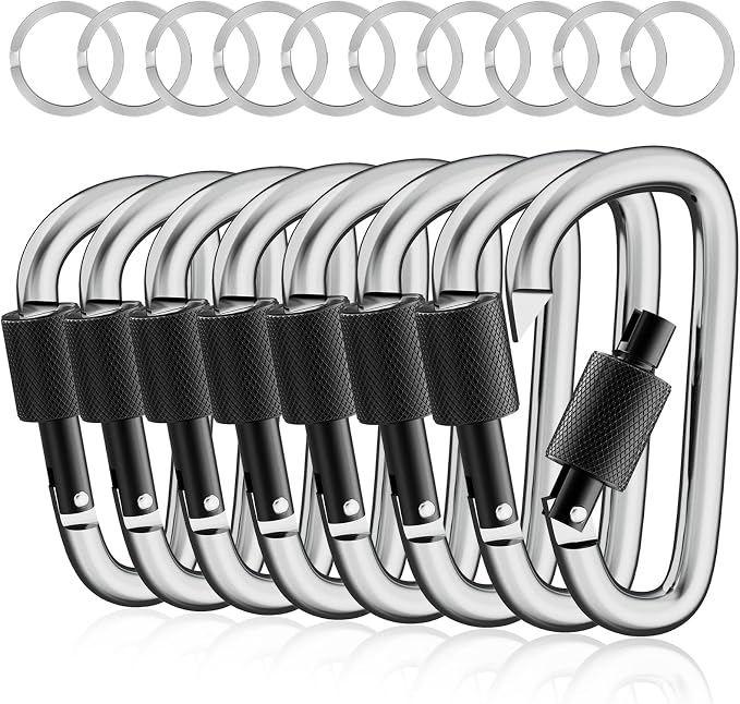 sprookber 3" Locking Carabiners | Keychain Carbineers D Ring Key Clip Spring by Sprookber