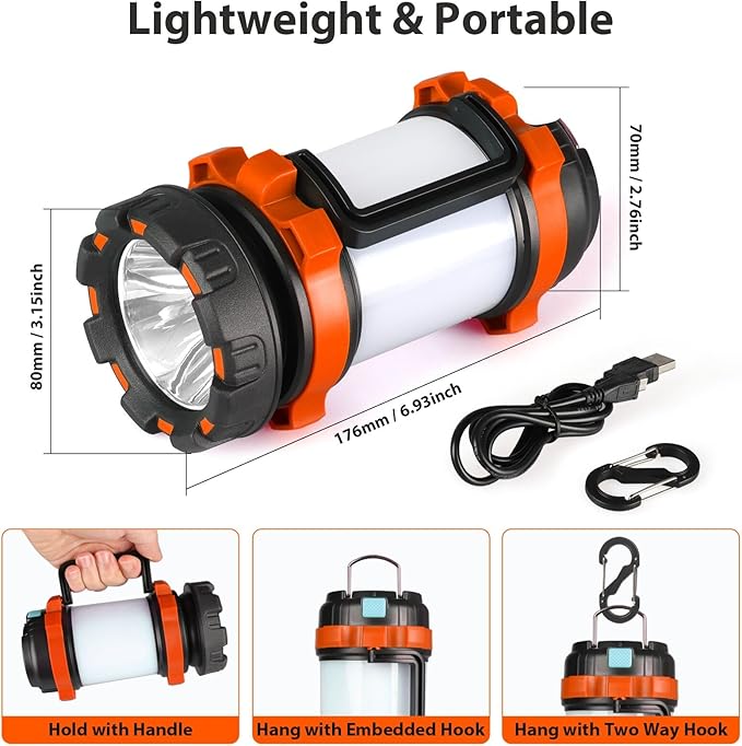 BOBKID 2 Pack Camping Lantern, Outdoor LED Camping Light, Rechargeable - Image 4