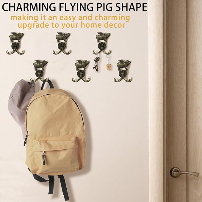 Cute Flying Pig Decorative Wall Double Hook - Image 5