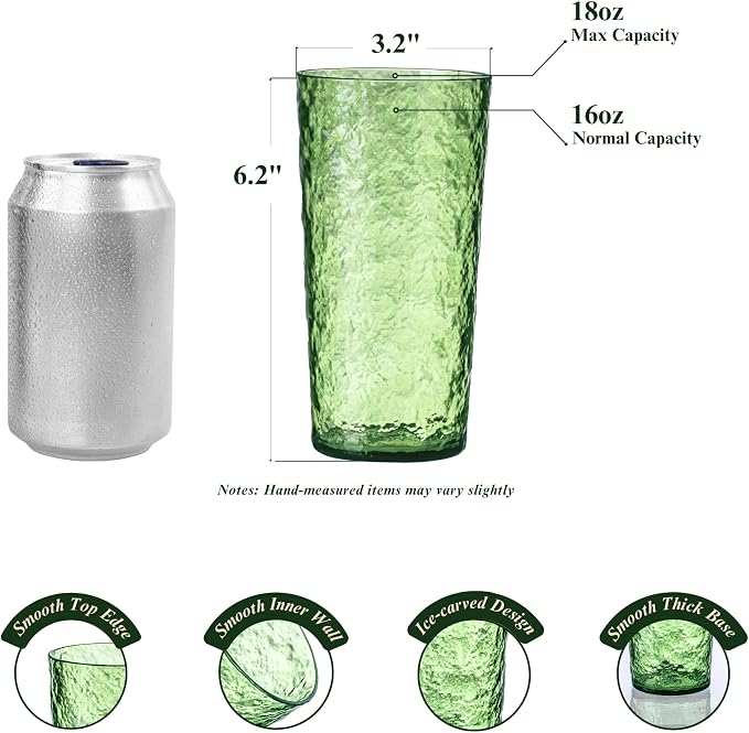 18oz Colorful Acrylic Glasses Drinkware, Ice-carved Design Stackable - Image 3