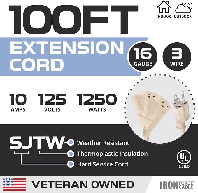 Iron Forge Cable Weatherproof 100 Ft Outdoor Extension Cord - Image 2