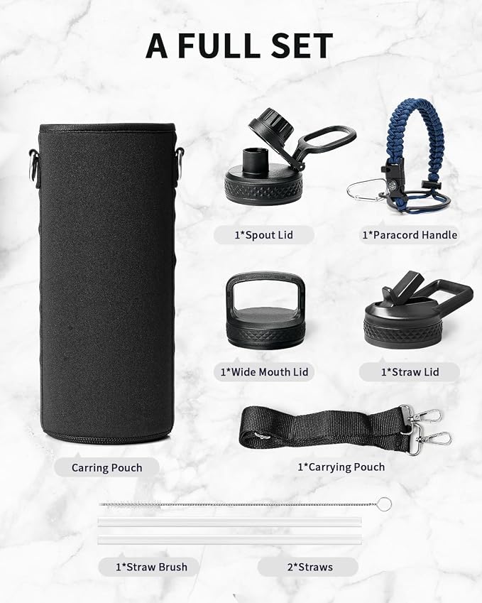 Trebo Water Bottle 40oz with Paracord Handle, Half Gallon Large Vacuum Triple - Image 7