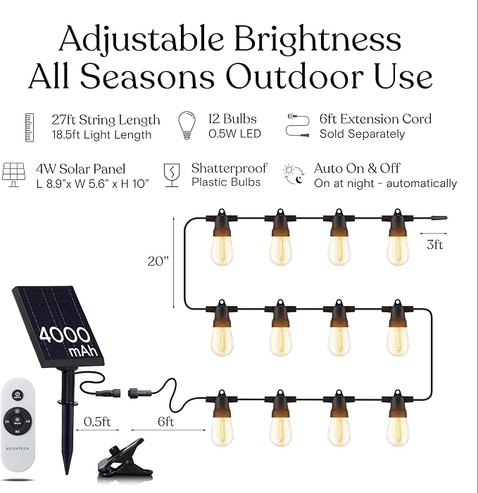 Brightech Ambience Pro Super Bright Solar - 27Ft Remote Control Outdoor String - Image 8