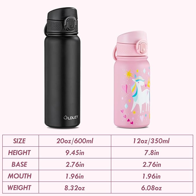 OLDLEY 12oz Kids Water Bottle, Stainless Steel Insulated Water Bottle - Image 4